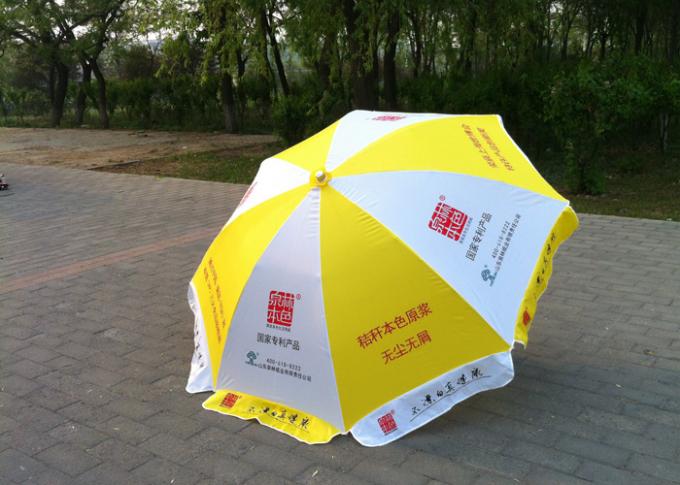 Yellow And White Big Outdoor Umbrella , Commercial Custom Market Umbrellas