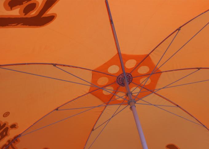 36 Inch Orange Beach Umbrella Round Shaped With Aluminum Umbrella Handle