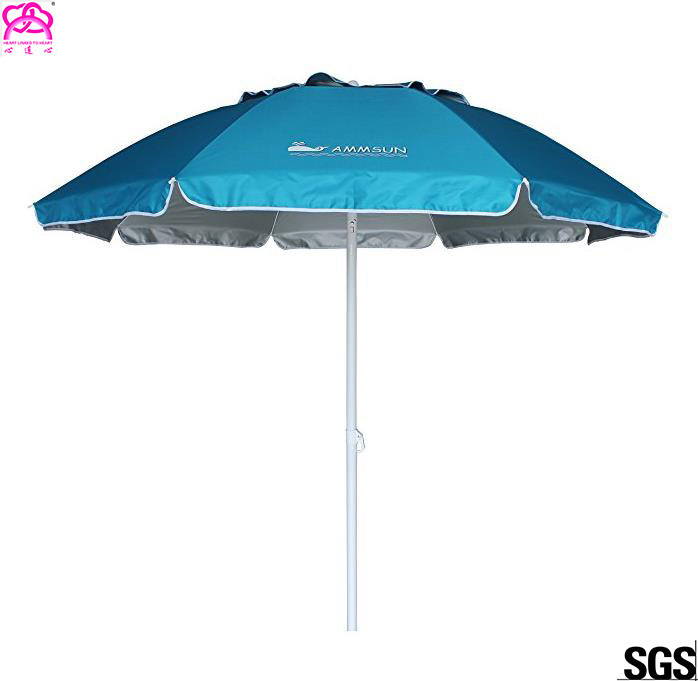 Custom size double roof airvent beach umbrella , blue sun beach
