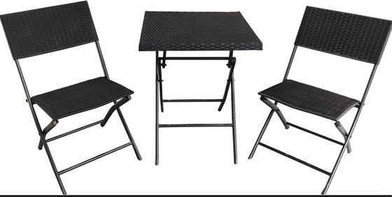Plastic Rattan Garden Folding Table And Chairs Steel Structure