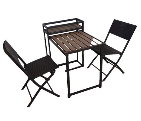 Garden Folding Plastic Polywood Table Set With 3 Flower Shelf