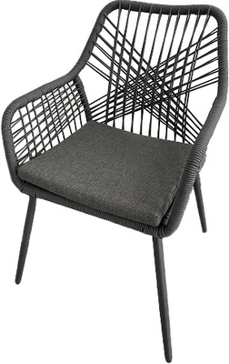 Garden Steel Polyester Rope Single Wicker Chair With Cushion