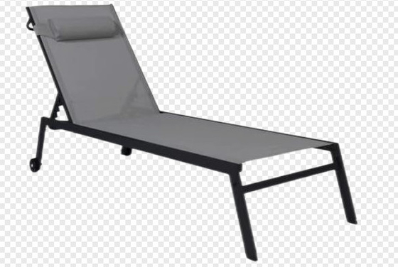 KD Textilene 5 Position Adjustable Backrest Sun Bed With Wheels Pillow 540G
