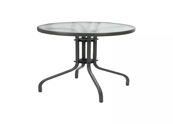 Round Steel 5mm Tempered Glass Table For Outdoor Garden 60 X 60 X 71cm