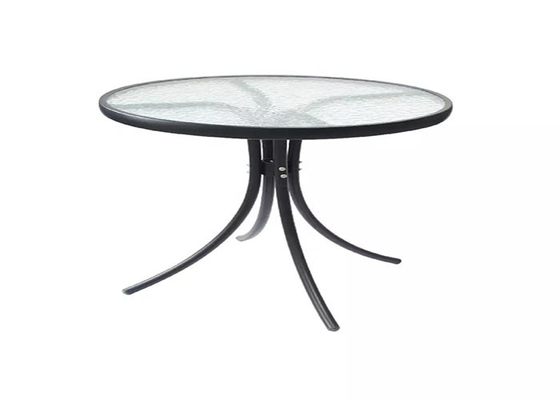 Steel Frame Round Outdoor Garden Table 5mm Tempered Glass