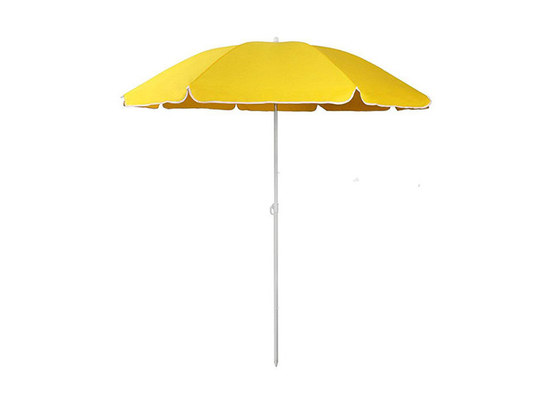 Yellow Steel Windproof Beach Umbrella Double Needle Process With Flap