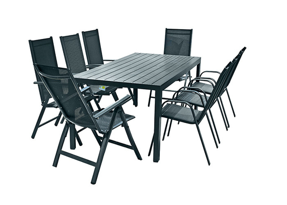 Aluminum Plywood Outdoor Patio Table And Chairs Scratch Resistant
