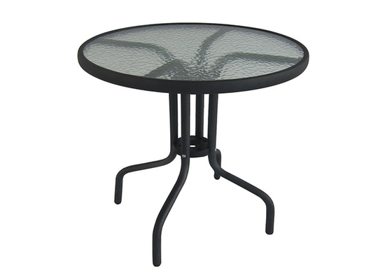 Steel Frame Round Glass Garden Table Fire Resistant CE Approved
