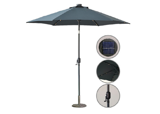 Led Light Outdoor Sun Parasol , Steel Polyester Patio Umbrella Uv Protection