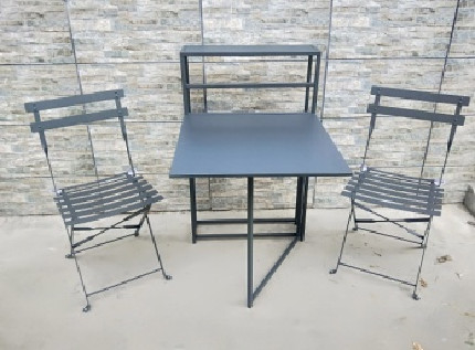 Square Steel 60cm Table And Chairs Flower Stand Outdoor Set