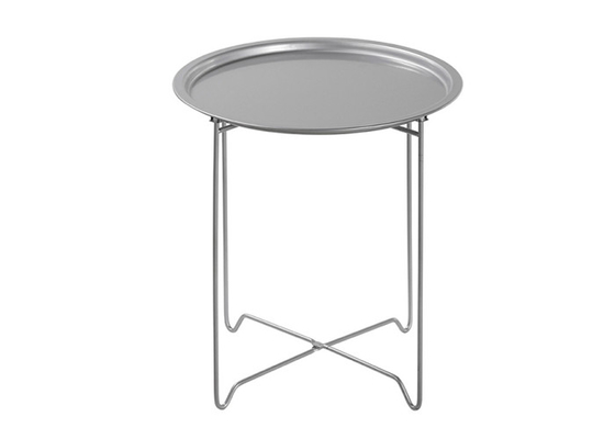 Indoor Outdoor Folding Table Round Steel Frame Save Space