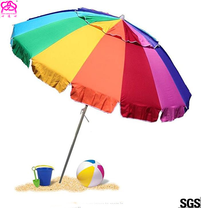 2 8m 3m Collapsible Sun Beach Umbrella With Heat Transfer Printing