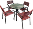 Steel K / D Glass Round Table And Plastic Wicker Chairs Dining Set 5
