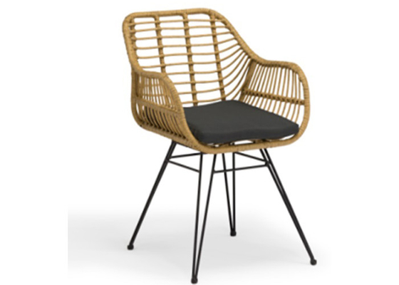 Steel Frame Outdoor Garden Rattan Chair Flat Rattan And Round Rattan