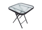 BSCI Outdoor Folding Square Tempered Glass Table With Powder Coated Frame