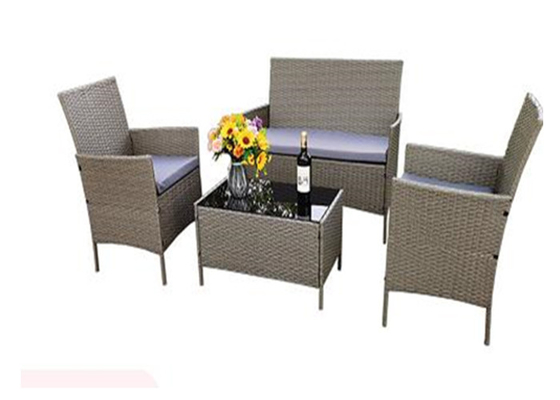 OEM ODM 4 Piece Rattan Garden Furniture Set , Wicker Patio Table And Chairs