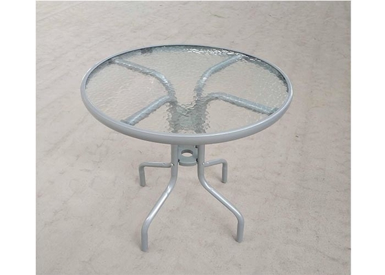 Steel Frame Round Glass Garden Table Fire Resistant CE Approved