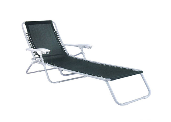 Powder Coated Foldable Sun Lounger , Textilene Recliner Garden Chairs