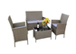 OEM ODM 4 Piece Rattan Garden Furniture Set , Wicker Patio Table And Chairs