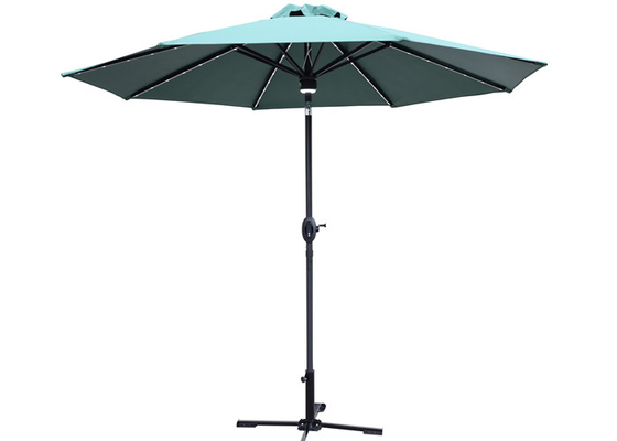 300x245cm 8 Rib Straight Pole Parasol Garden Umbrella With Bluetooth Speaker System