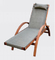 94cm Foldable Sun Lounger Solid Wood Textilene Curved Armrest Multi Position