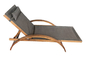 94cm Foldable Sun Lounger Solid Wood Textilene Curved Armrest Multi Position