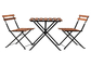 One Table And Two Chairs Set Outdoor Garden Wood Top Metal Frame Folding