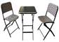 Outdoor Garden Steel Top Table Wicker Chair Set Metal Frame Folding
