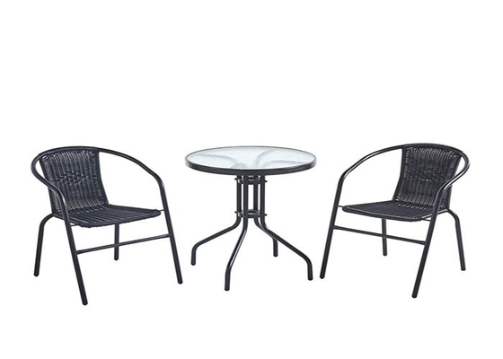 Modern Outdoor Furniture Rattan Material Dining Garden Sets With Steel Frame