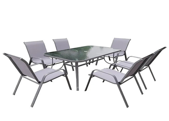 Rustproof Steel Dining Garden Patio Outdoor Furniture Set 2 X 1 Textilen 7pcs